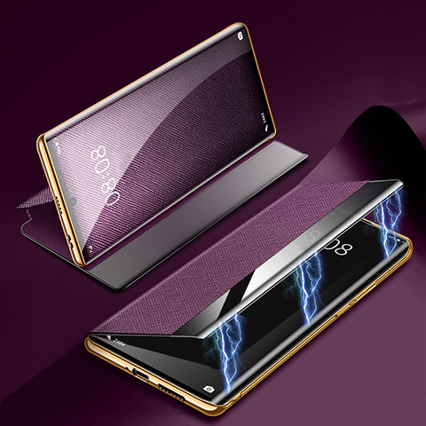 Custodia Portafoglio In Pelle Cover con Supporto Z01 per Huawei P60 Viola