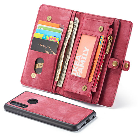 Custodia Portafoglio In Pelle Cover con Supporto Z02 per Huawei Nova 4e Rosso