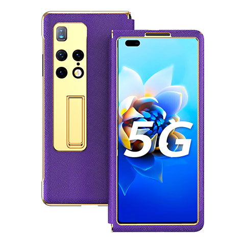 Custodia Portafoglio In Pelle Cover con Supporto ZL1 per Huawei Mate X2 Viola