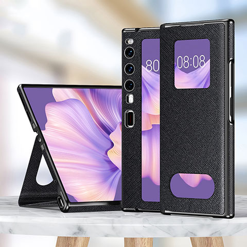 Custodia Portafoglio In Pelle Cover con Supporto ZL1 per Huawei Mate Xs 2 Nero