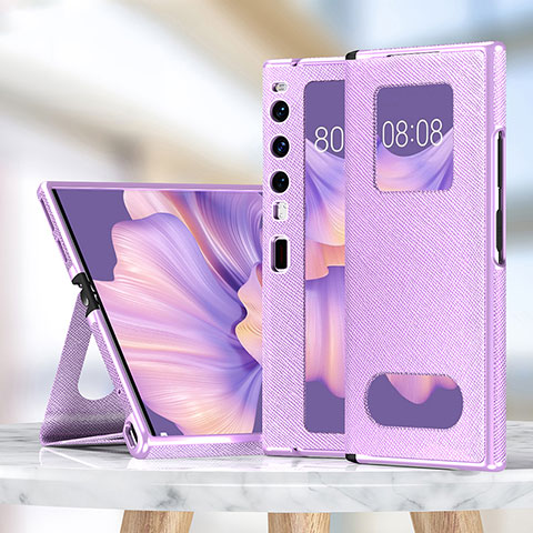 Custodia Portafoglio In Pelle Cover con Supporto ZL1 per Huawei Mate Xs 2 Viola