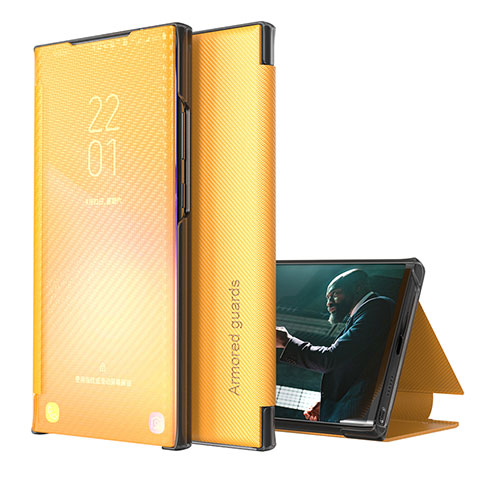 Custodia Portafoglio In Pelle Cover con Supporto ZL1 per Samsung Galaxy A02 Giallo