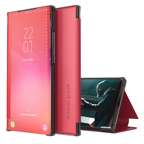 Custodia Portafoglio In Pelle Cover con Supporto ZL1 per Samsung Galaxy A02 Rosso