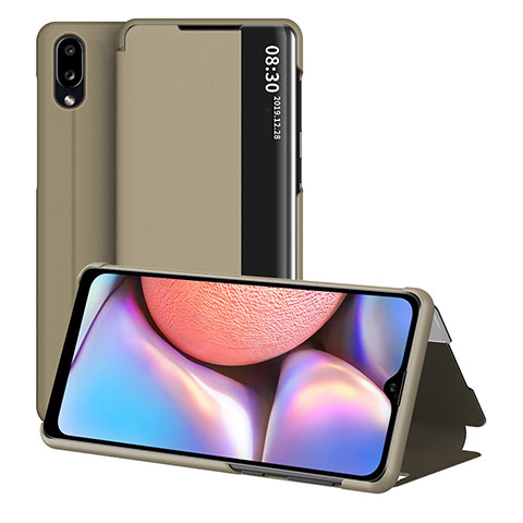 Custodia Portafoglio In Pelle Cover con Supporto ZL1 per Samsung Galaxy A10s Oro