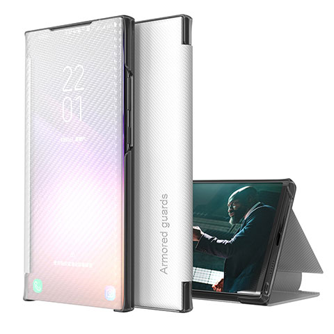 Custodia Portafoglio In Pelle Cover con Supporto ZL1 per Samsung Galaxy A32 5G Argento
