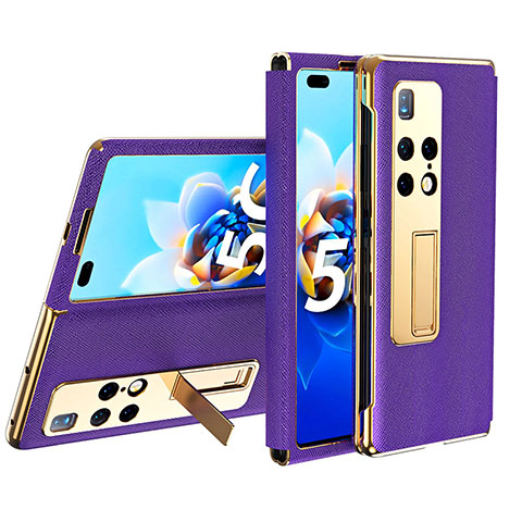 Custodia Portafoglio In Pelle Cover con Supporto ZL2 per Huawei Mate X2 Viola