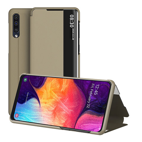 Custodia Portafoglio In Pelle Cover con Supporto ZL2 per Samsung Galaxy A50S Oro