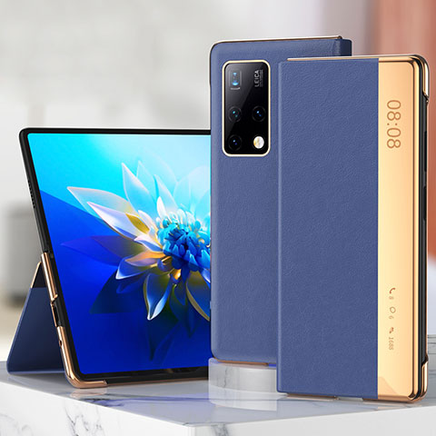 Custodia Portafoglio In Pelle Cover con Supporto ZL3 per Huawei Mate X2 Blu