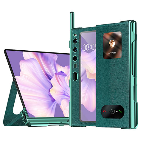 Custodia Portafoglio In Pelle Cover con Supporto ZL4 per Huawei Mate Xs 2 Verde