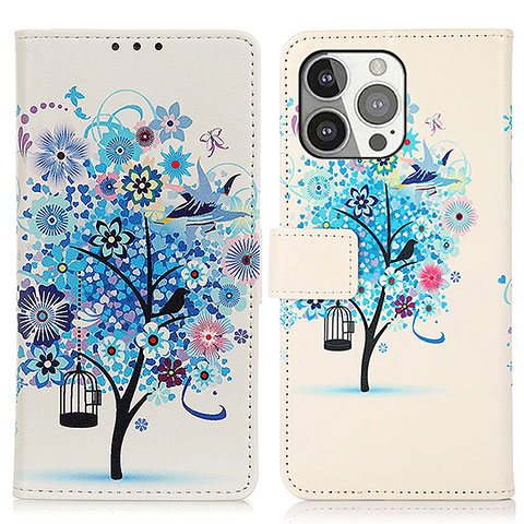 Custodia Portafoglio In Pelle Fantasia Modello Cover con Supporto A07 per Apple iPhone 13 Pro Blu