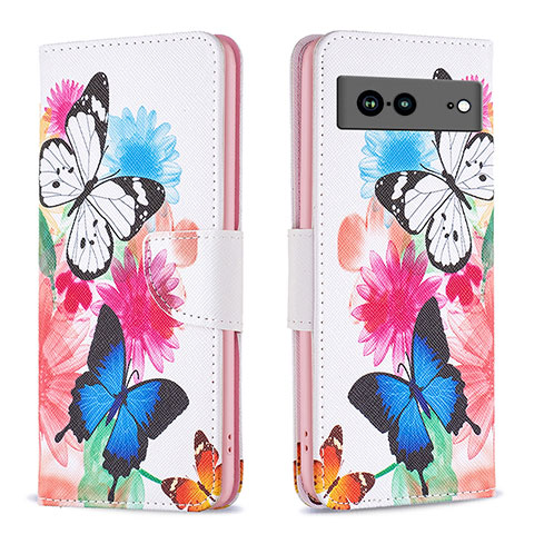 Custodia Portafoglio In Pelle Fantasia Modello Cover con Supporto B01F per Google Pixel 7a 5G Colorato