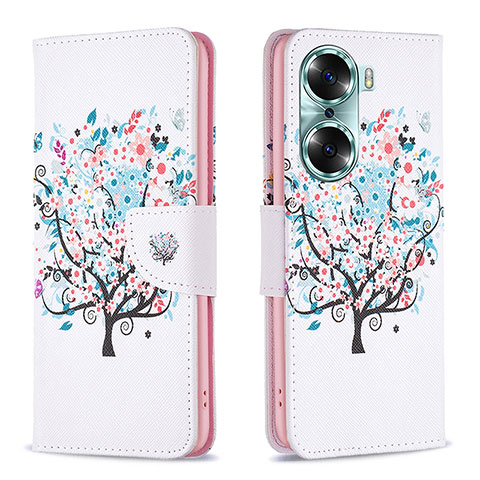 Custodia Portafoglio In Pelle Fantasia Modello Cover con Supporto B01F per Huawei Honor 60 Pro 5G Bianco