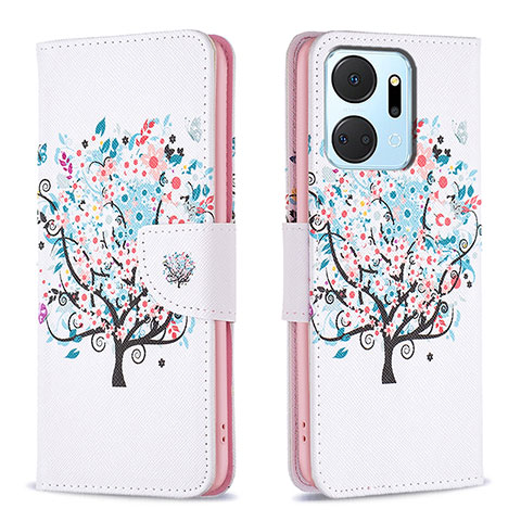 Custodia Portafoglio In Pelle Fantasia Modello Cover con Supporto B01F per Huawei Honor X7a Bianco