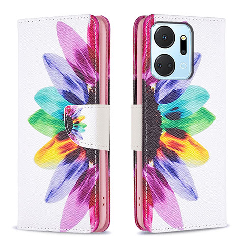 Custodia Portafoglio In Pelle Fantasia Modello Cover con Supporto B01F per Huawei Honor X7a Multicolore