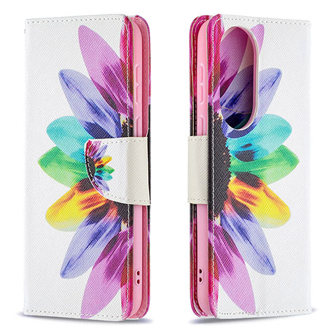 Custodia Portafoglio In Pelle Fantasia Modello Cover con Supporto B01F per Huawei P50 Pro Multicolore