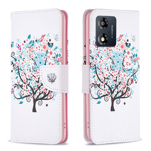 Custodia Portafoglio In Pelle Fantasia Modello Cover con Supporto B01F per Motorola Moto E13 Bianco