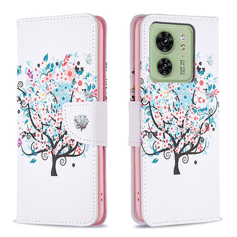 Custodia Portafoglio In Pelle Fantasia Modello Cover con Supporto B01F per Motorola Moto Edge (2023) 5G Bianco