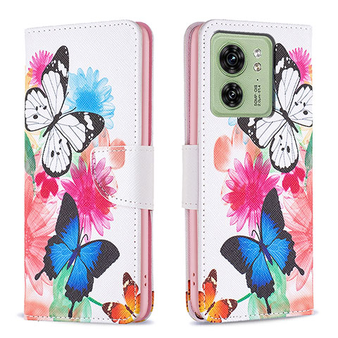 Custodia Portafoglio In Pelle Fantasia Modello Cover con Supporto B01F per Motorola Moto Edge (2023) 5G Colorato