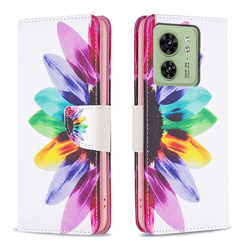 Custodia Portafoglio In Pelle Fantasia Modello Cover con Supporto B01F per Motorola Moto Edge 40 5G Multicolore