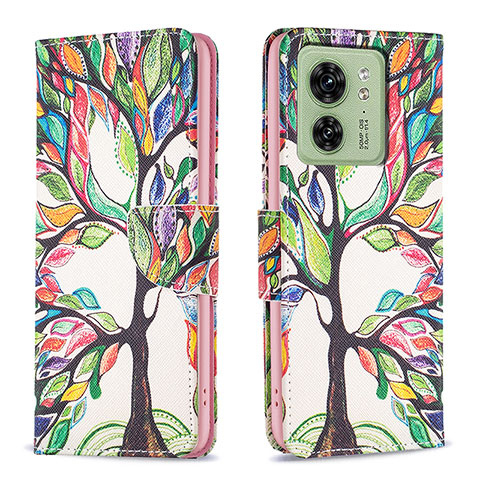 Custodia Portafoglio In Pelle Fantasia Modello Cover con Supporto B01F per Motorola Moto Edge 40 5G Verde