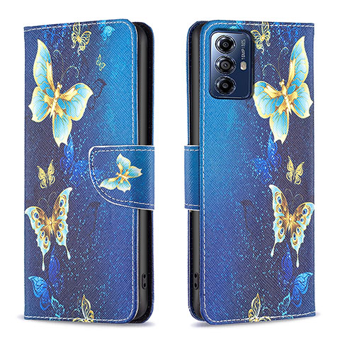 Custodia Portafoglio In Pelle Fantasia Modello Cover con Supporto B01F per Motorola Moto G Play (2023) Blu