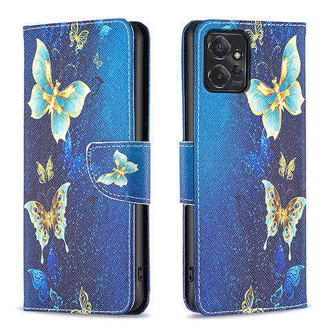 Custodia Portafoglio In Pelle Fantasia Modello Cover con Supporto B01F per Motorola Moto G Power 5G (2023) Blu