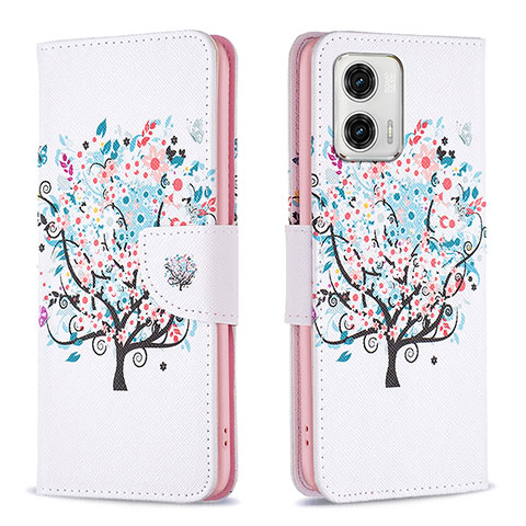 Custodia Portafoglio In Pelle Fantasia Modello Cover con Supporto B01F per Motorola Moto G73 5G Bianco