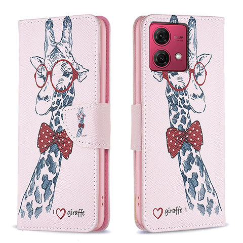 Custodia Portafoglio In Pelle Fantasia Modello Cover con Supporto B01F per Motorola Moto G84 5G Rosa