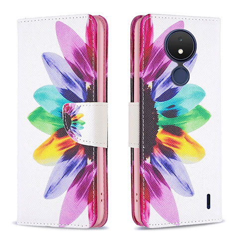 Custodia Portafoglio In Pelle Fantasia Modello Cover con Supporto B01F per Nokia C21 Multicolore