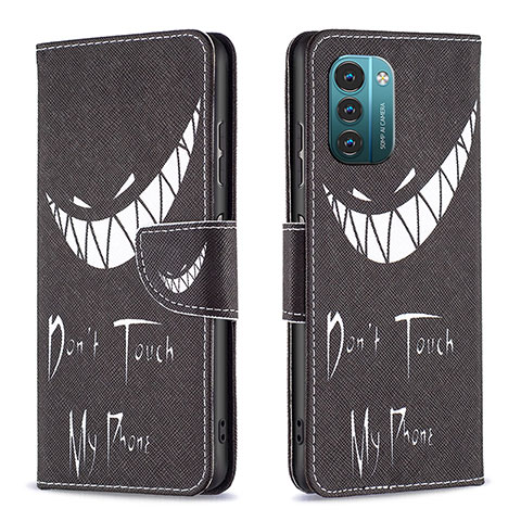 Custodia Portafoglio In Pelle Fantasia Modello Cover con Supporto B01F per Nokia G11 Nero