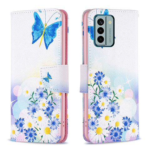 Custodia Portafoglio In Pelle Fantasia Modello Cover con Supporto B01F per Nokia G22 Blu