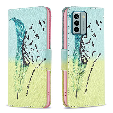 Custodia Portafoglio In Pelle Fantasia Modello Cover con Supporto B01F per Nokia G22 Verde Pastello