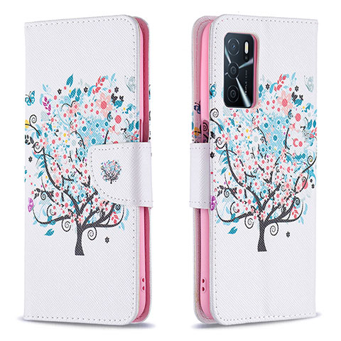 Custodia Portafoglio In Pelle Fantasia Modello Cover con Supporto B01F per Oppo A16 Bianco