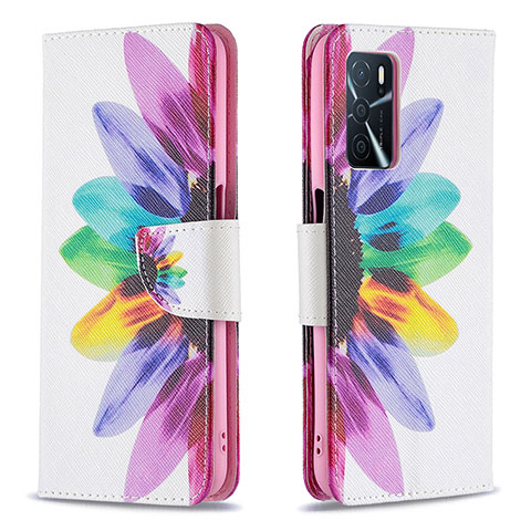 Custodia Portafoglio In Pelle Fantasia Modello Cover con Supporto B01F per Oppo A16 Multicolore