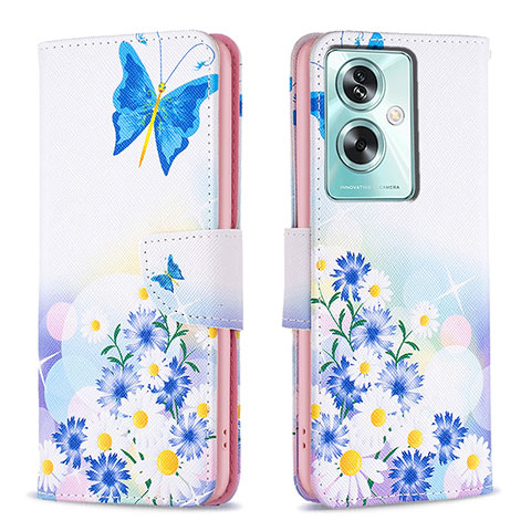 Custodia Portafoglio In Pelle Fantasia Modello Cover con Supporto B01F per Oppo A2 5G Blu