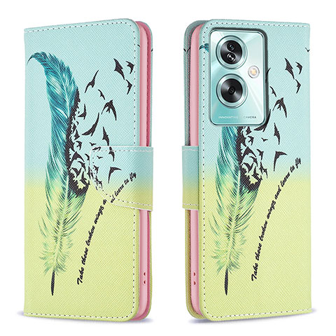 Custodia Portafoglio In Pelle Fantasia Modello Cover con Supporto B01F per Oppo A2 5G Verde Pastello