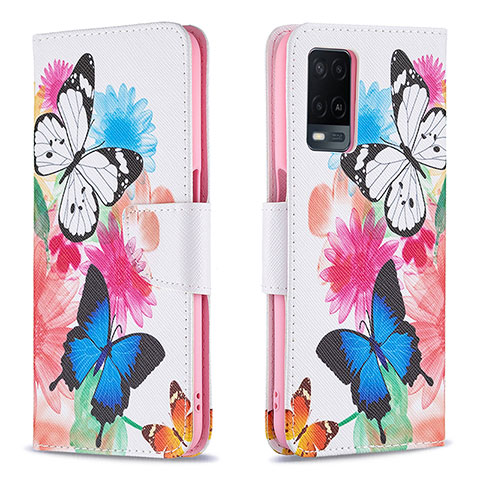 Custodia Portafoglio In Pelle Fantasia Modello Cover con Supporto B01F per Oppo A54 4G Colorato