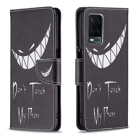 Custodia Portafoglio In Pelle Fantasia Modello Cover con Supporto B01F per Oppo A54 4G Nero