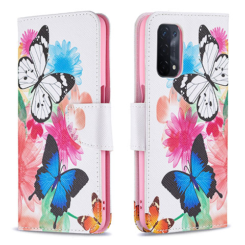 Custodia Portafoglio In Pelle Fantasia Modello Cover con Supporto B01F per Oppo A54 5G Colorato