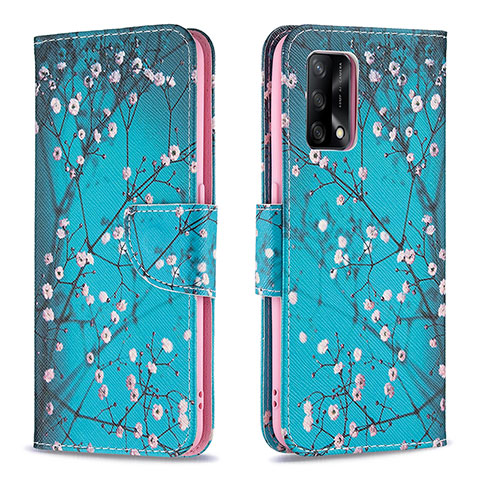 Custodia Portafoglio In Pelle Fantasia Modello Cover con Supporto B01F per Oppo A74 4G Ciano