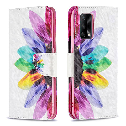 Custodia Portafoglio In Pelle Fantasia Modello Cover con Supporto B01F per Oppo A74 4G Multicolore