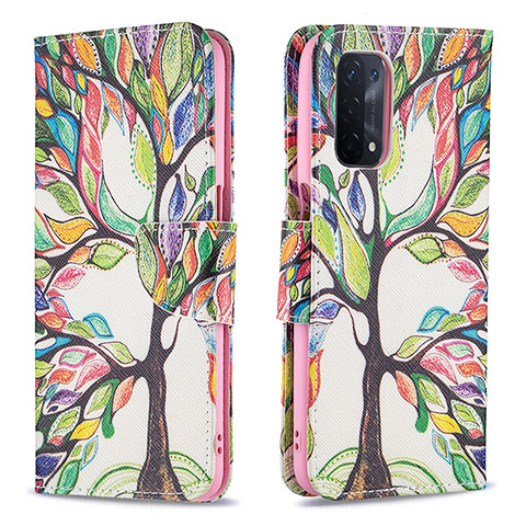 Custodia Portafoglio In Pelle Fantasia Modello Cover con Supporto B01F per Oppo A74 5G Verde