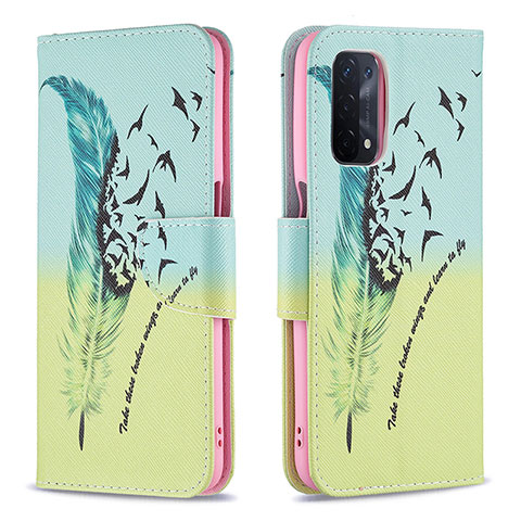 Custodia Portafoglio In Pelle Fantasia Modello Cover con Supporto B01F per Oppo A93 5G Verde Pastello