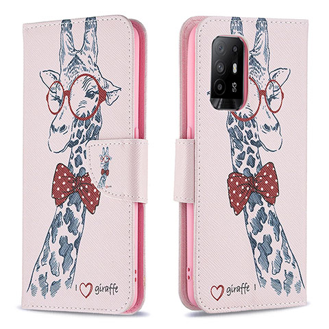 Custodia Portafoglio In Pelle Fantasia Modello Cover con Supporto B01F per Oppo A94 5G Rosa