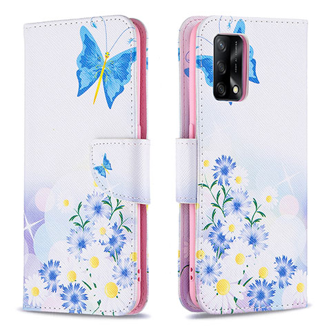 Custodia Portafoglio In Pelle Fantasia Modello Cover con Supporto B01F per Oppo A95 4G Blu