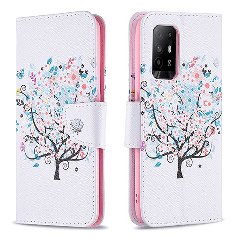 Custodia Portafoglio In Pelle Fantasia Modello Cover con Supporto B01F per Oppo A95 5G Bianco