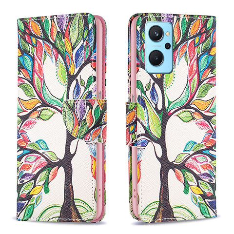 Custodia Portafoglio In Pelle Fantasia Modello Cover con Supporto B01F per Oppo A96 4G Verde