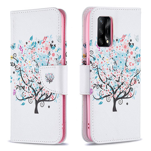 Custodia Portafoglio In Pelle Fantasia Modello Cover con Supporto B01F per Oppo F19 Bianco