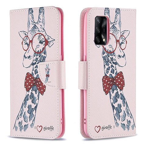 Custodia Portafoglio In Pelle Fantasia Modello Cover con Supporto B01F per Oppo F19s Rosa