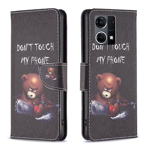 Custodia Portafoglio In Pelle Fantasia Modello Cover con Supporto B01F per Oppo F21 Pro 4G Grigio Scuro